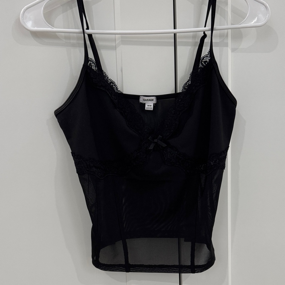 Garage Black Lace Trim Tank Top